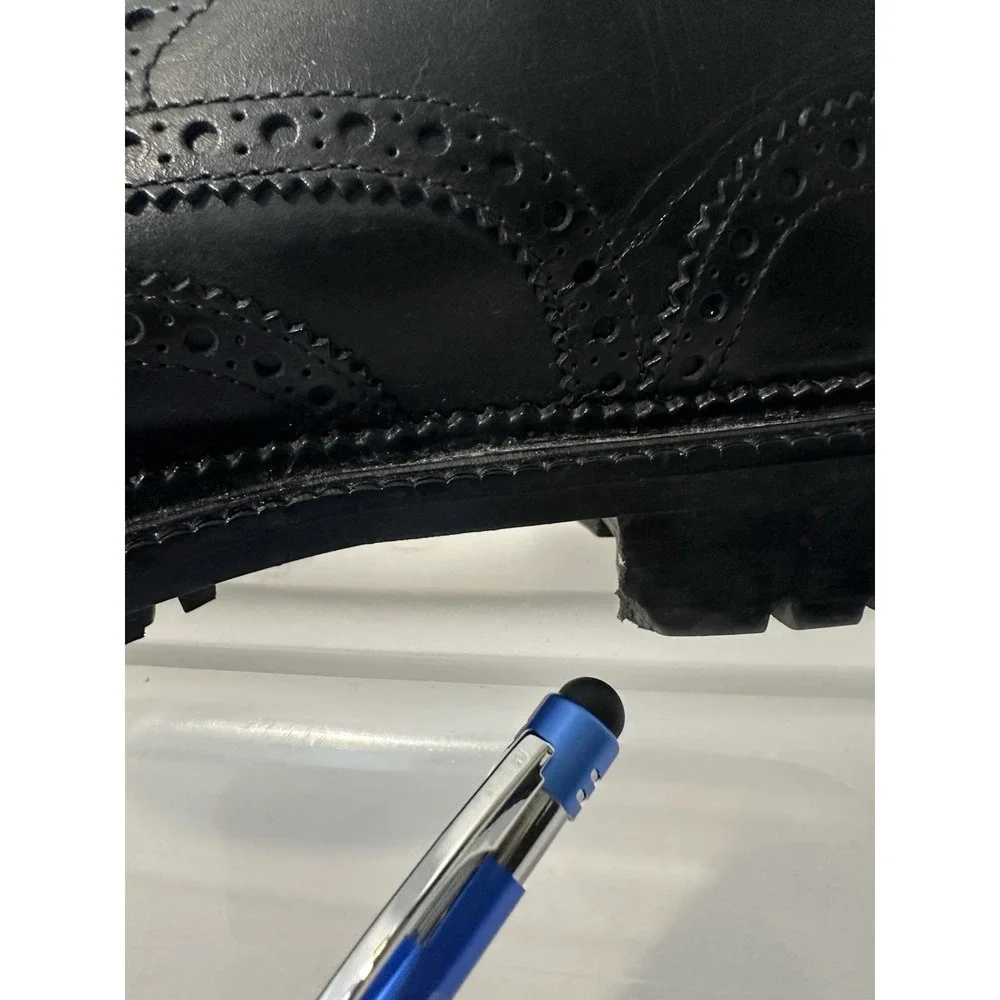 Aquatalia Weatherproof Black Leather Wingtip Derby Brogue Shoes Lug Sole Sz 10.5
